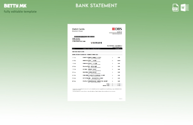 модерен стил Сингапур DBS банка изводи ексел шаблон